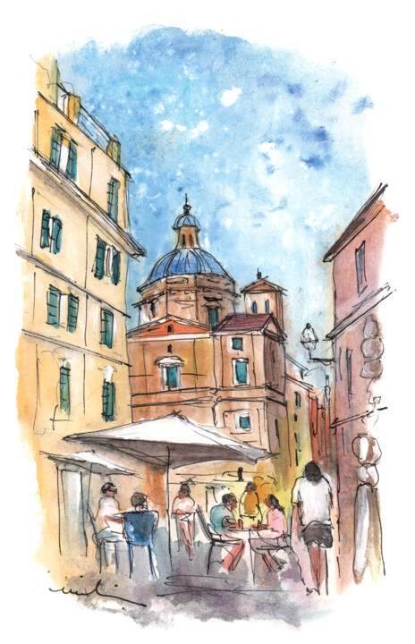 Painting titled "Rome In italy 01" by Miki De Goodaboom, Original Artwork, Watercolor