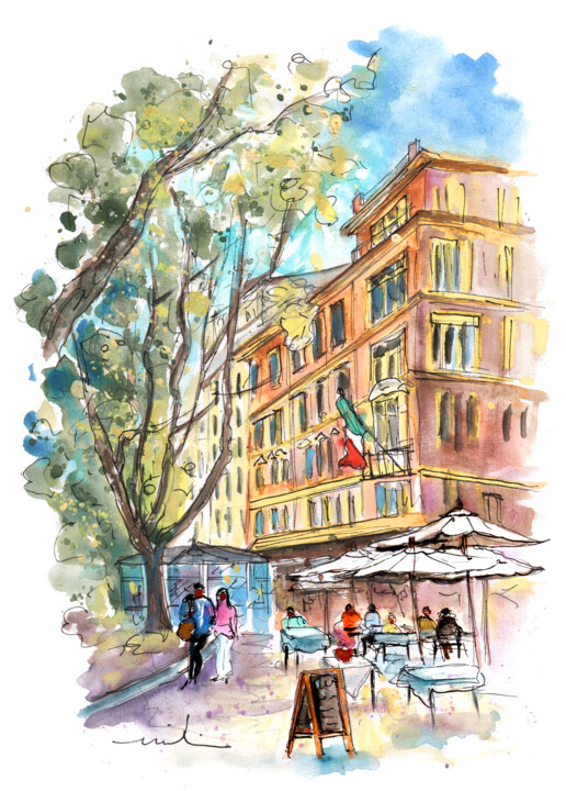 Painting titled "Rome In italy 04" by Miki De Goodaboom, Original Artwork, Watercolor