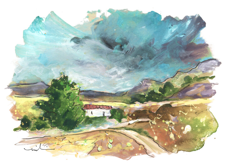 Картина под названием "Castilla La Mancha…" - Miki De Goodaboom, Подлинное произведение искусства, Акварель