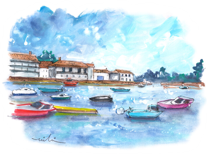 Painting titled "Arousa In Galicia 02" by Miki De Goodaboom, Original Artwork, Watercolor