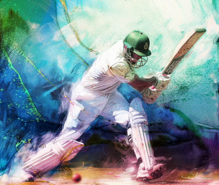 Digital Arts titled "Cricket Passion 01" by Miki De Goodaboom, Original Artwork, AI generated image