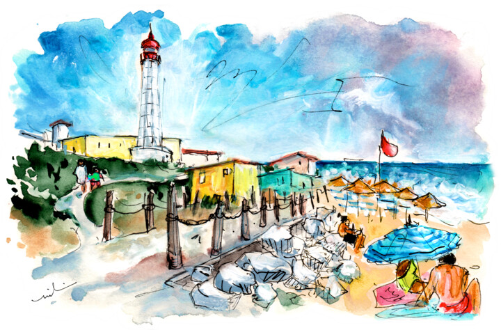 Pintura intitulada "Farol island 09" por Miki De Goodaboom, Obras de arte originais, Aquarela