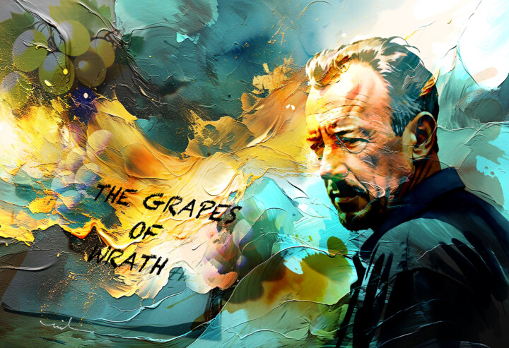 Digitale Kunst getiteld "John Steinbeck and…" door Miki De Goodaboom, Origineel Kunstwerk, Digitaal Schilderwerk