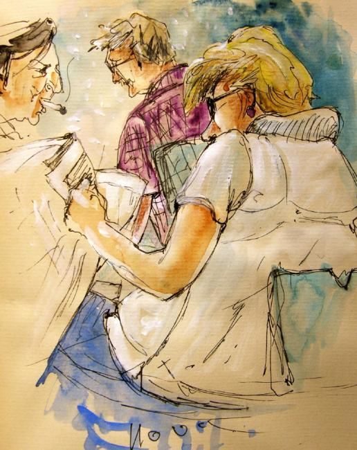 「Woman reading a  Ne…」というタイトルの絵画 Miki De Goodaboomによって, オリジナルのアートワーク, オイル