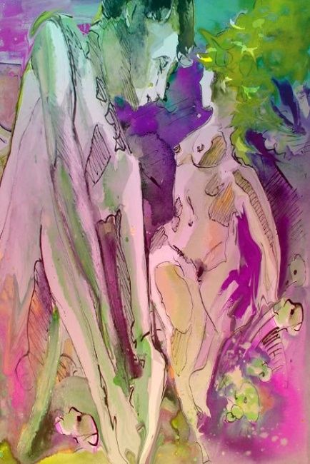 Pintura titulada "Eroscape 11 Paralle…" por Miki De Goodaboom, Obra de arte original, Oleo