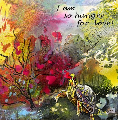 Painting titled "Hungry for Love" by Miki De Goodaboom, Original Artwork, Oil