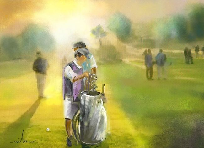Painting titled "Golf in Saint Nom L…" by Miki De Goodaboom, Original Artwork, Oil