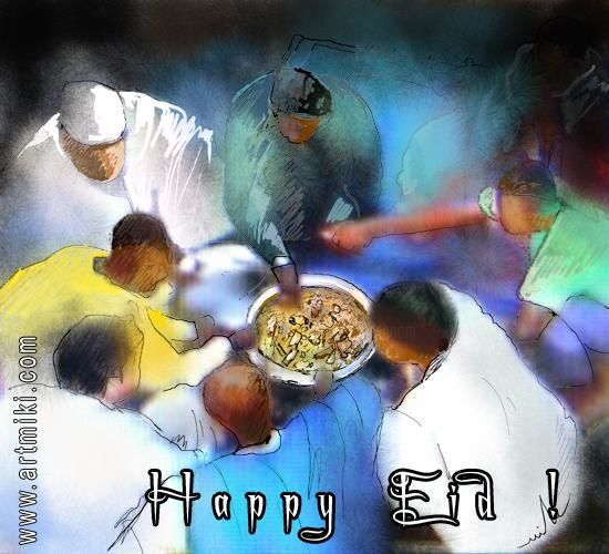 Painting titled "Happy eid" by Miki De Goodaboom, Original Artwork