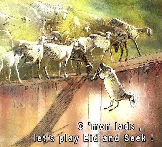 Pittura intitolato "Let's play Eid and…" da Miki De Goodaboom, Opera d'arte originale, Olio