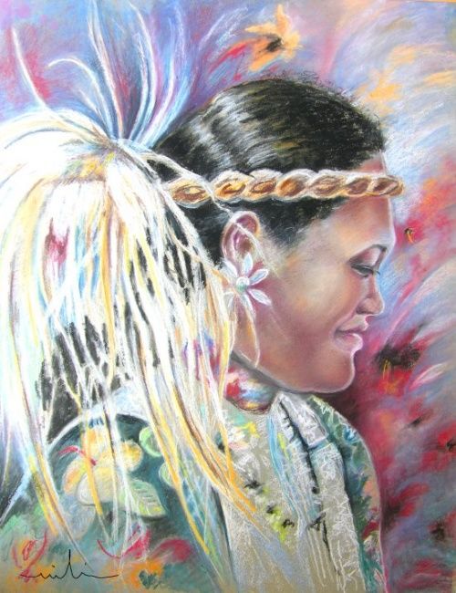 Painting titled "Young Polynesia Mama" by Miki De Goodaboom, Original Artwork, Oil