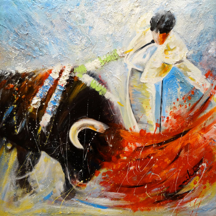 Painting titled "2010 Toro Acrylics…" by Miki De Goodaboom, Original Artwork, Oil