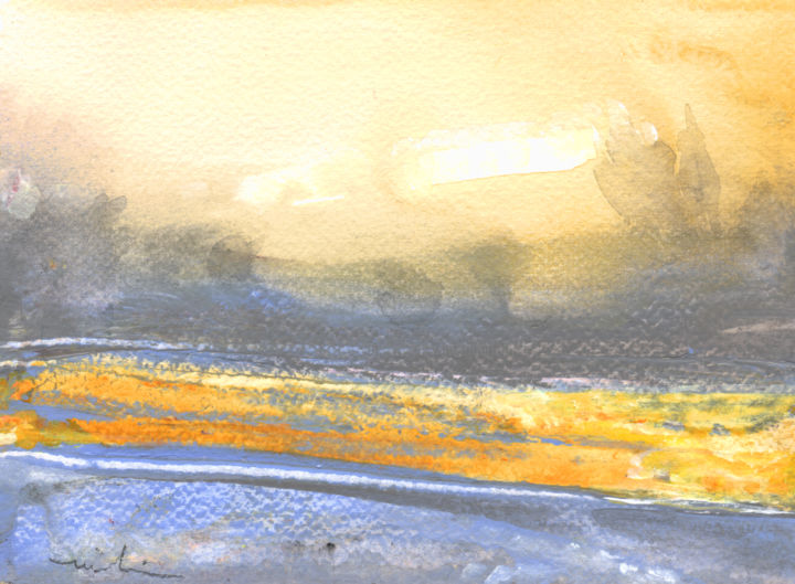 Malerei mit dem Titel "Early Morning 15" von Miki De Goodaboom, Original-Kunstwerk, Aquarell