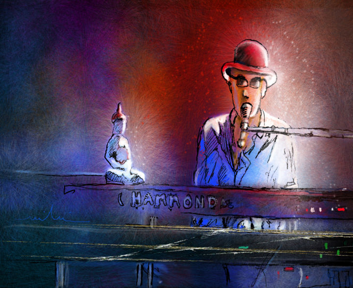 Painting titled "The Pianist 02" by Miki De Goodaboom, Original Artwork, Oil