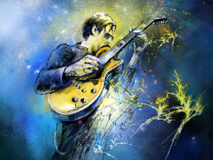 Painting titled "Joe Bonamassa 01" by Miki De Goodaboom, Original Artwork, Oil