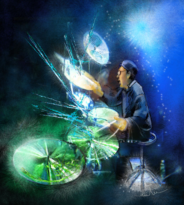 「The Drummer 01」というタイトルの絵画 Miki De Goodaboomによって, オリジナルのアートワーク, オイル