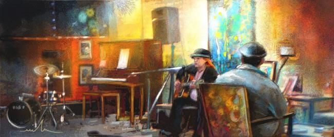 Painting titled "Clarksdale Nights 0…" by Miki De Goodaboom, Original Artwork, Oil