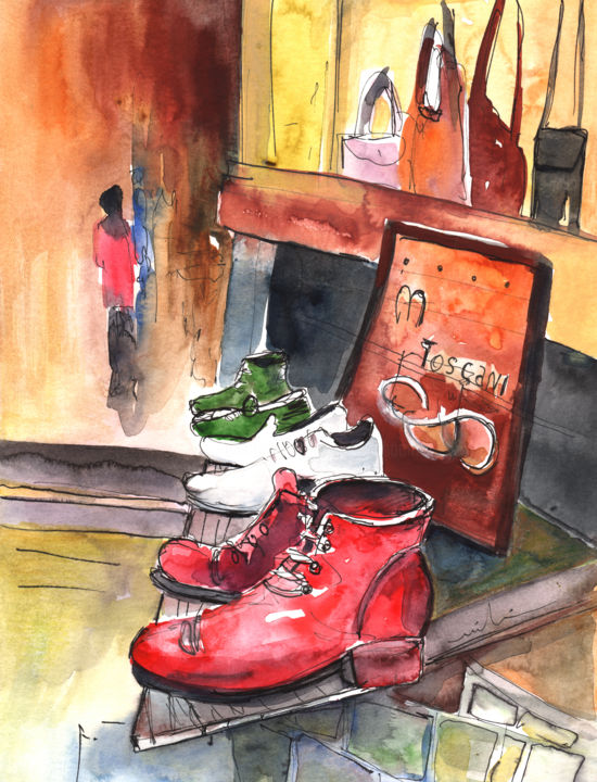 Malerei mit dem Titel "Italian Shoes 05" von Miki De Goodaboom, Original-Kunstwerk, Aquarell