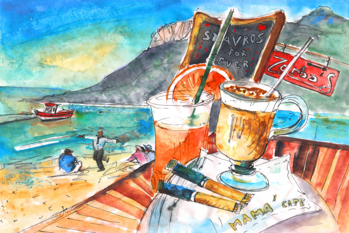 Coffee Break In Stavros In Crete Painting By Miki De Goodaboom