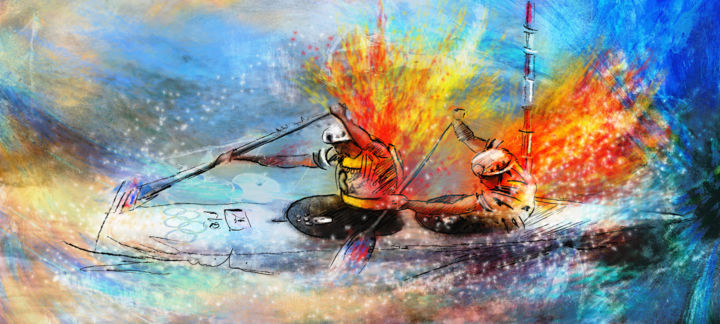 Painting titled "Olympics Slalom Can…" by Miki De Goodaboom, Original Artwork, Acrylic