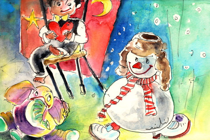 Картина под названием "Christmas in Lanzar…" - Miki De Goodaboom, Подлинное произведение искусства, Акварель