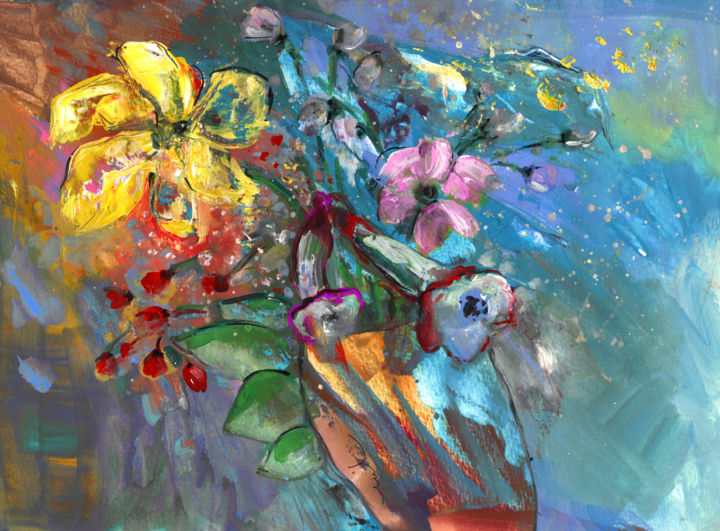 Schilderij getiteld "Vase in The Wind" door Miki De Goodaboom, Origineel Kunstwerk, Acryl