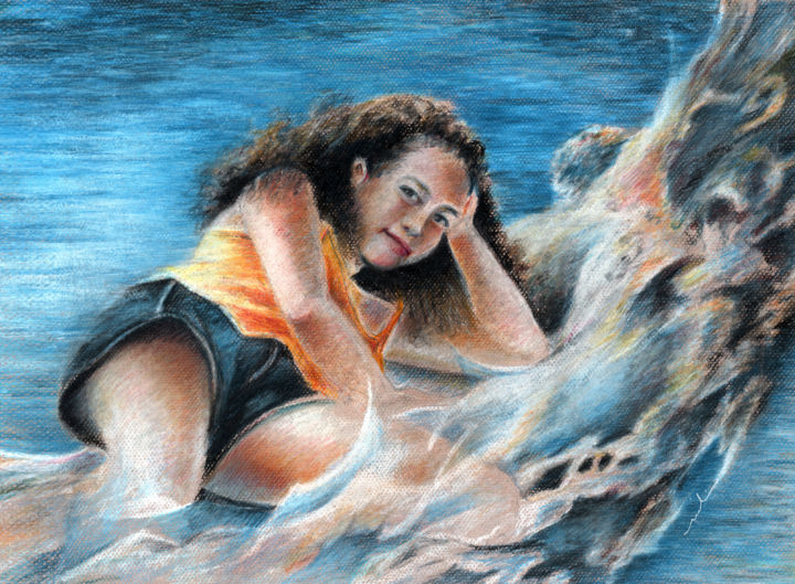 Painting titled "Young Tahitian Merm…" by Miki De Goodaboom, Original Artwork, Oil