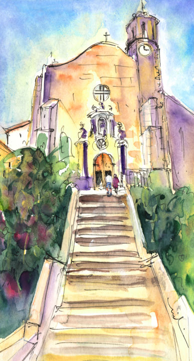 Painting titled "Stairway To Heaven…" by Miki De Goodaboom, Original Artwork, Watercolor