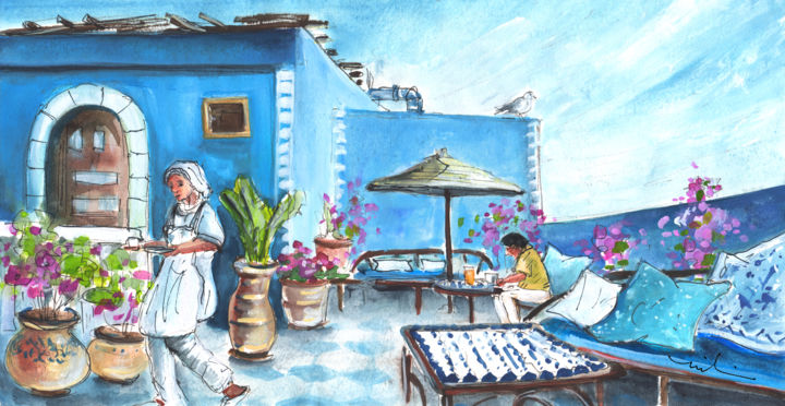 Pintura titulada "Breakfast In Essaou…" por Miki De Goodaboom, Obra de arte original, Gouache