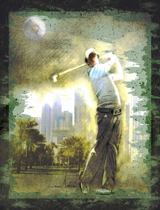 Painting titled "Rory McIlroy In Dub…" by Miki De Goodaboom, Original Artwork