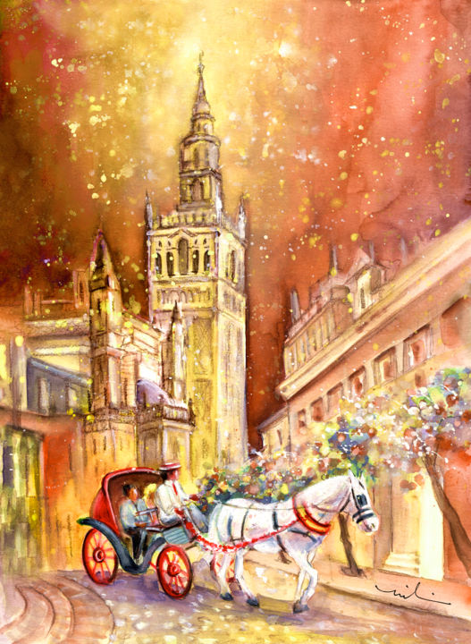 Painting titled "Sevilla Authentic" by Miki De Goodaboom, Original Artwork, Watercolor