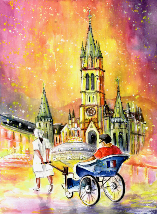 Painting titled "Lourdes Authentic" by Miki De Goodaboom, Original Artwork, Watercolor