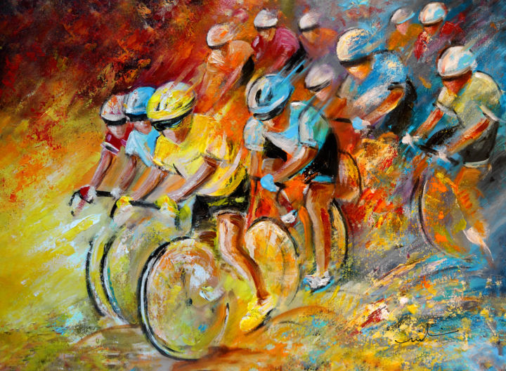 Painting titled "Winning The Tour De…" by Miki De Goodaboom, Original Artwork, Acrylic