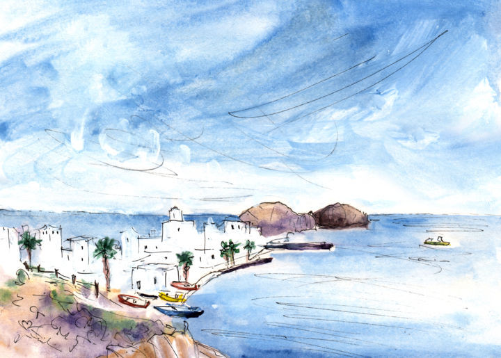 Painting titled "La Isleta Del Moro…" by Miki De Goodaboom, Original Artwork, Ink