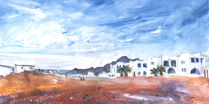 Malerei mit dem Titel "La Isleta Del Moro…" von Miki De Goodaboom, Original-Kunstwerk, Tinte