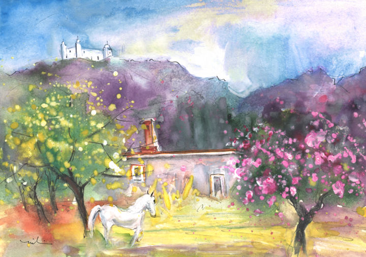 Painting titled "The Unicorn Of Turre" by Miki De Goodaboom, Original Artwork, Watercolor