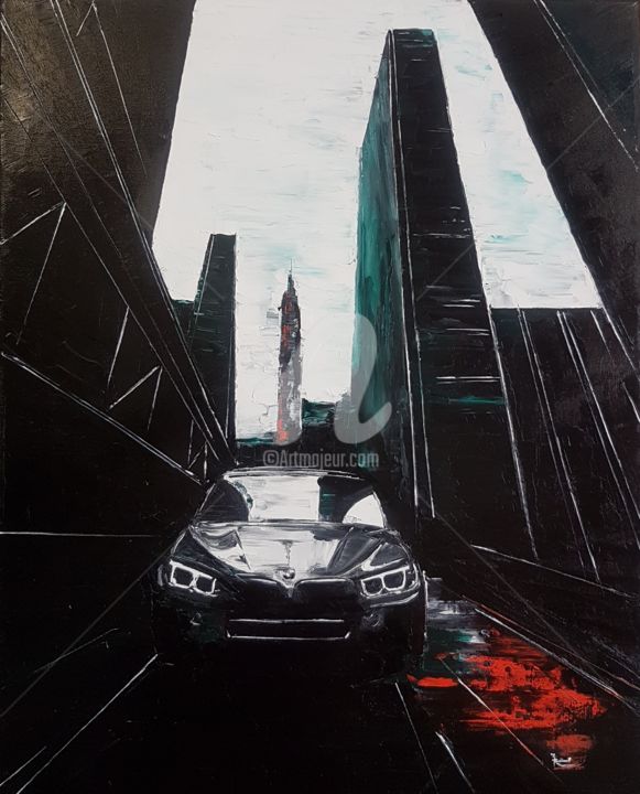 Painting titled "BMW, New York" by Katherine Afanasyeva, Original Artwork, Oil