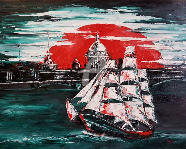 Schilderij getiteld "St Petersburg" door Katherine Afanasyeva, Origineel Kunstwerk, Olie