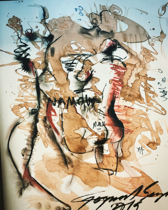 Drawing titled "Thoughts" by Gopaal Seyn, Original Art, Charcoal