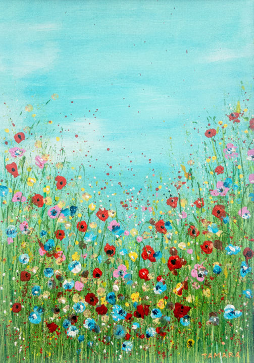 Картина под названием "Summer flowers" - Tamara Bakhsinyan, Подлинное произведение искусства, Акрил