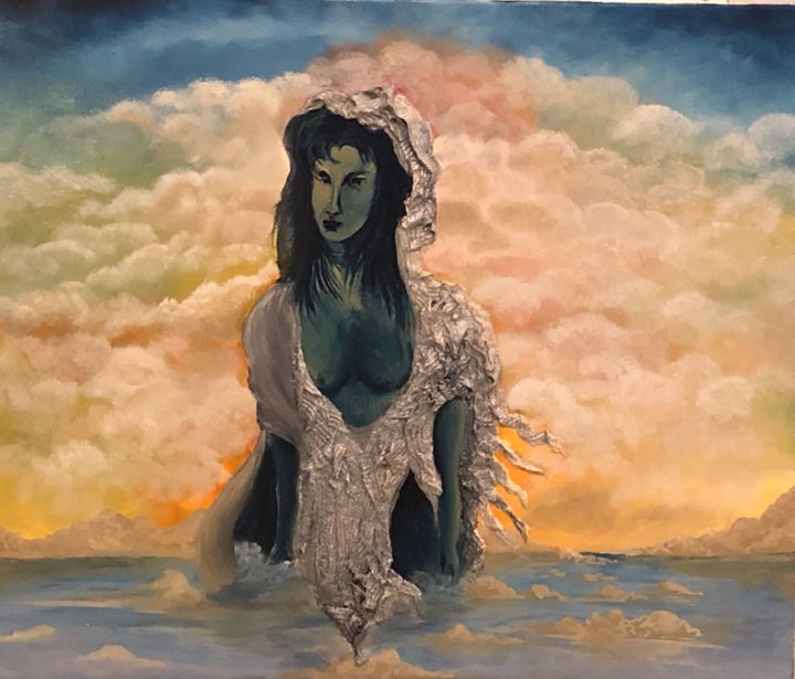 Peinture intitulée "La naissance de la…" par Gora Saint Clair, Œuvre d'art originale, Huile Monté sur Châssis