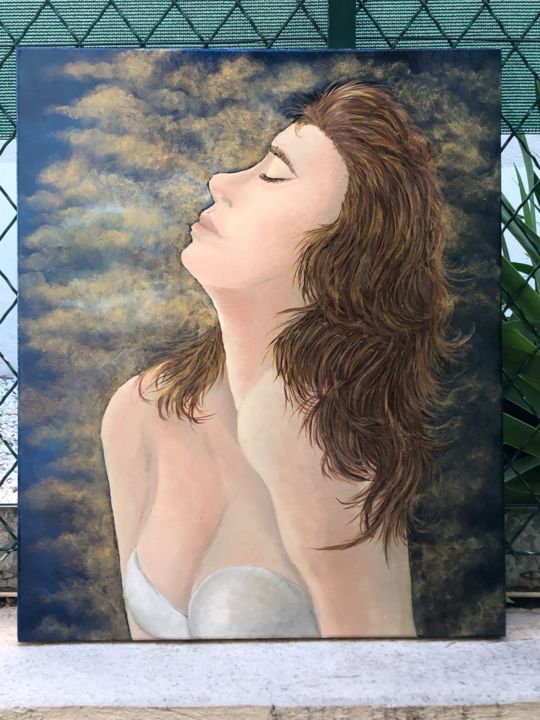 Pintura intitulada "La femme or" por Gora Saint Clair, Obras de arte originais, Óleo Montado em Armação em madeira