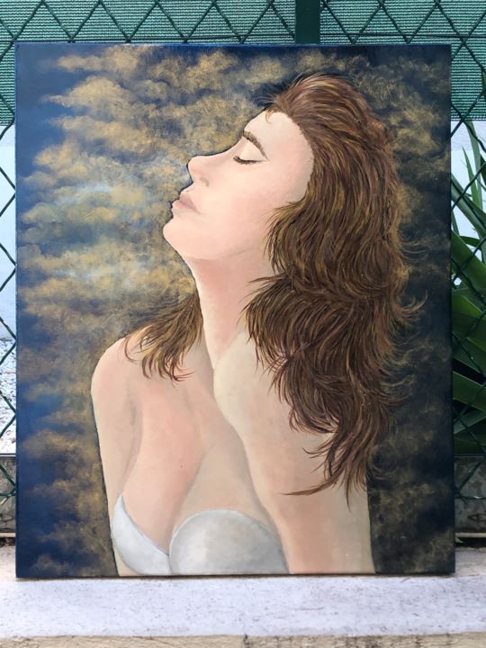 Peinture intitulée "La femme or" par Gora Saint Clair, Œuvre d'art originale, Huile Monté sur Châssis
