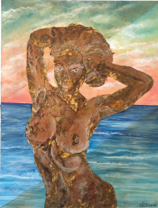 Pintura intitulada "Femme" por Gora Saint Clair, Obras de arte originais, Óleo