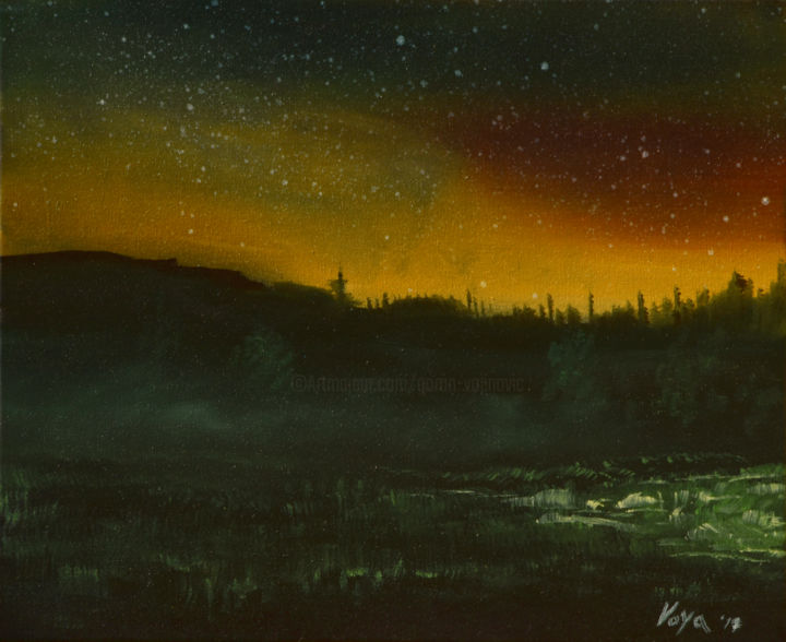 "Night landscape 1" başlıklı Tablo Goran Vojinovic (VoG) tarafından, Orijinal sanat, Petrol