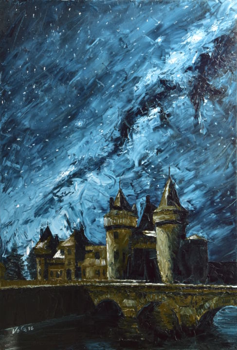 Painting titled "Château de Sully-su…" by Goran Vojinovic (VoG), Original Artwork, Oil