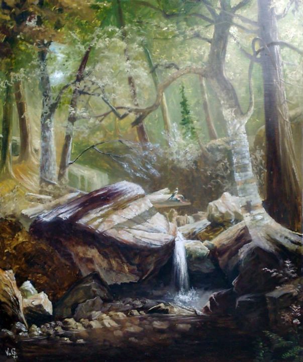 Painting titled "Forêt" by Goran Vojinovic (VoG), Original Artwork