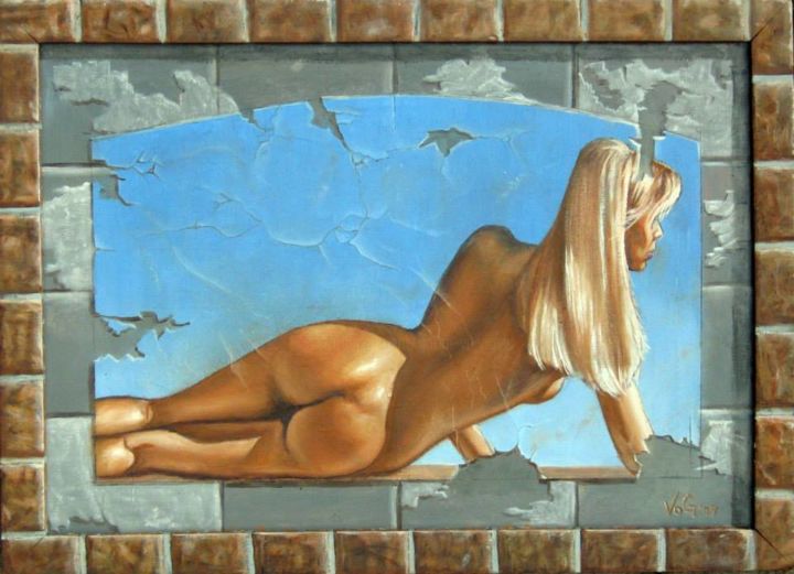 Schilderij getiteld "Blond" door Goran Vojinovic (VoG), Origineel Kunstwerk
