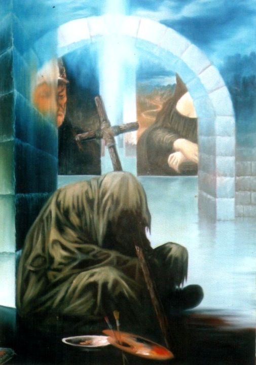 Painting titled "Mendiant" by Goran Vojinovic (VoG), Original Artwork