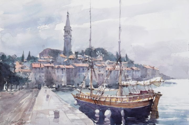 绘画 标题为“Rovinj , Croatia” 由Goran Žigolić (watercolors), 原创艺术品, 水彩