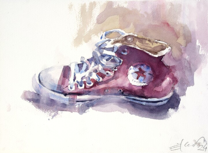 Картина под названием "Old sneaker" - Goran Žigolić (watercolors), Подлинное произведение искусства, Акварель